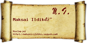 Maksai Ildikó névjegykártya